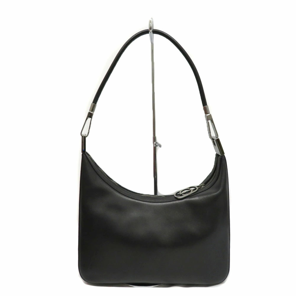 GUCCI One Shoulder Hobo Bag Leather Black